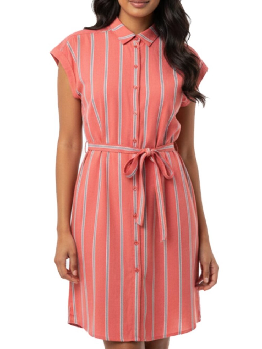 NWT! Express Striped Short Sleeve Belted Dress shirt Button down Size M